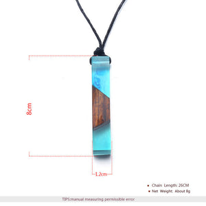 BOHO Colored Resin Diagonal Wood Pendant
