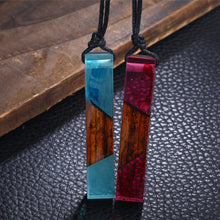 BOHO Colored Resin Diagonal Wood Pendant