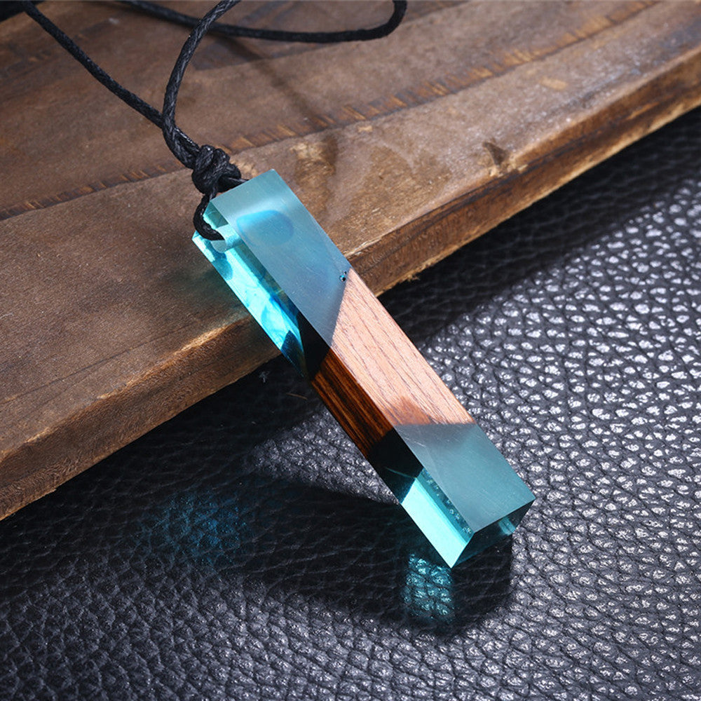 BOHO Colored Resin Diagonal Wood Pendant