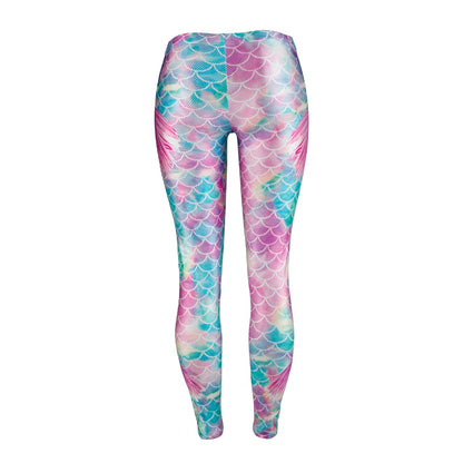 Mermaid Gradient Pink Scales Leggins