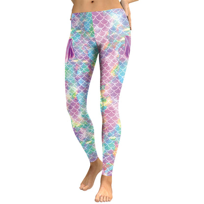 Mermaid Gradient Pink Scales Leggins