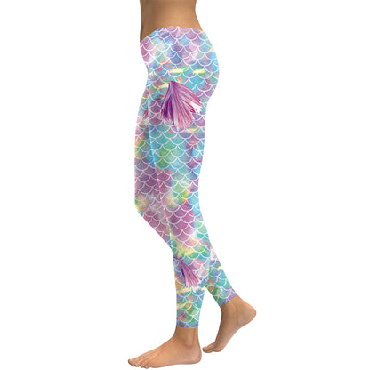 Mermaid Gradient Pink Scales Leggins