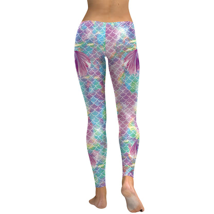 Mermaid Gradient Pink Scales Leggins