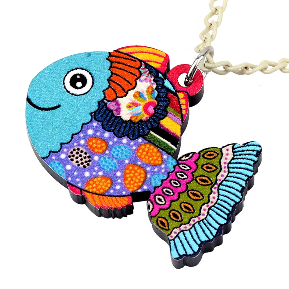 Acrylic Floral Fish Necklace