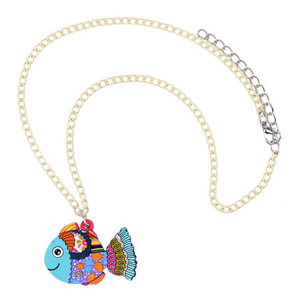 Acrylic Floral Fish Necklace