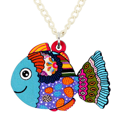 Acrylic Floral Fish Necklace