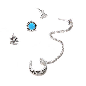 4PCS/SET  Ethnic Bohemia Clip Stud Earrings