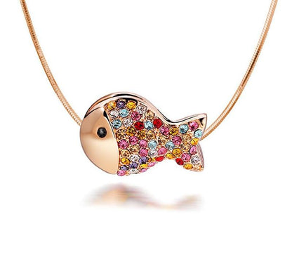 Luxury Gold Color Lovely Crystals Fish