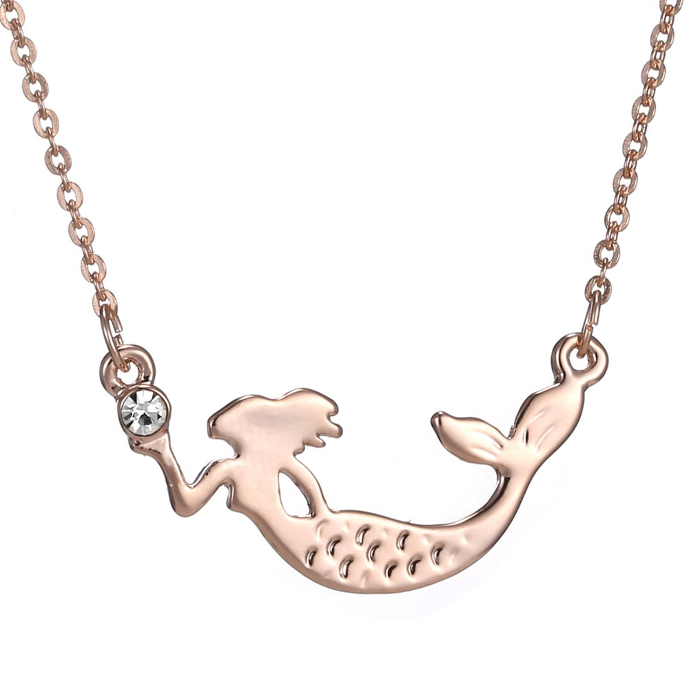 Rose Mermaid Necklace Pendants Jewelry