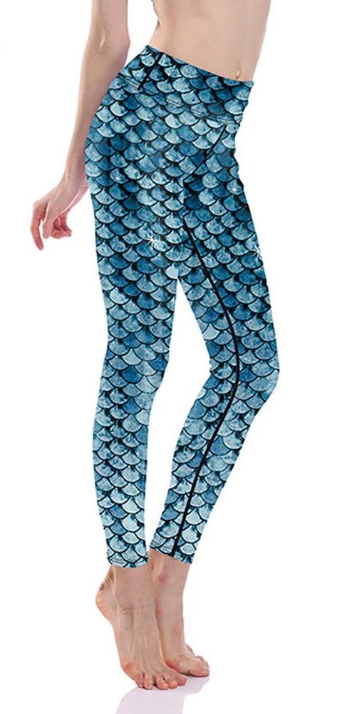 Fish scale mermaid fitness leggings