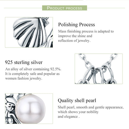 925 Sterling Silver Mermaid Shell Pendant Necklaces