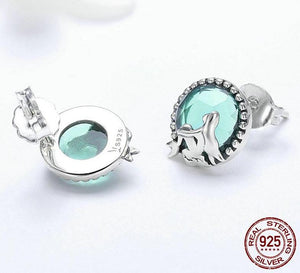 925 Sterling Silver Love Of Mermaid Stud Earrings