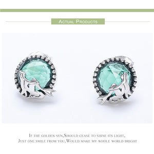 925 Sterling Silver Love Of Mermaid Stud Earrings