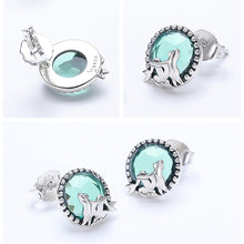 925 Sterling Silver Love Of Mermaid Stud Earrings