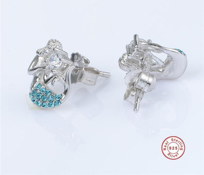 925 Sterling Silver Mermaid Stud Earrings