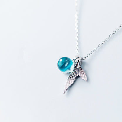 925 Sterling Silver Blue Crystal Tail Pendant