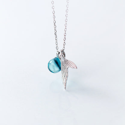 925 Sterling Silver Blue Crystal Tail Pendant