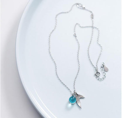 925 Sterling Silver Blue Crystal Tail Pendant