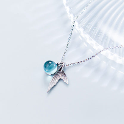 925 Sterling Silver Blue Crystal Tail Pendant