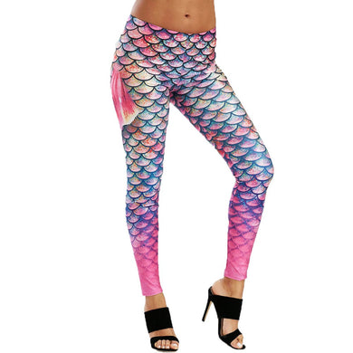 Elastic Print Mermaid Leggings
