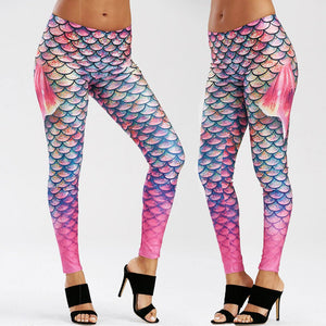 Elastic Print Mermaid Leggings