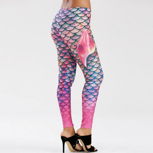 Elastic Print Mermaid Leggings