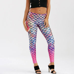 Elastic Print Mermaid Leggings
