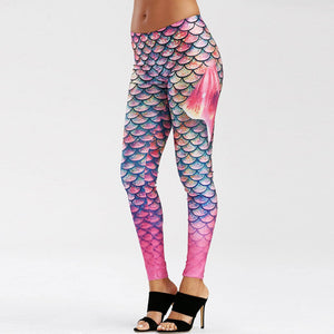 Elastic Print Mermaid Leggings