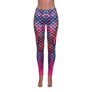 Elastic Print Mermaid Leggings