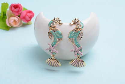 Gorgeous colourful seahorses earrings
